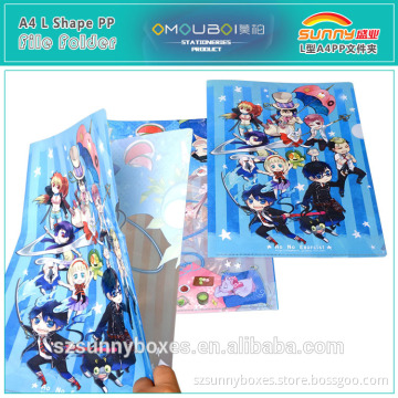 Custom Design Printing A4 L Shape Plastic Cartoon File Folder